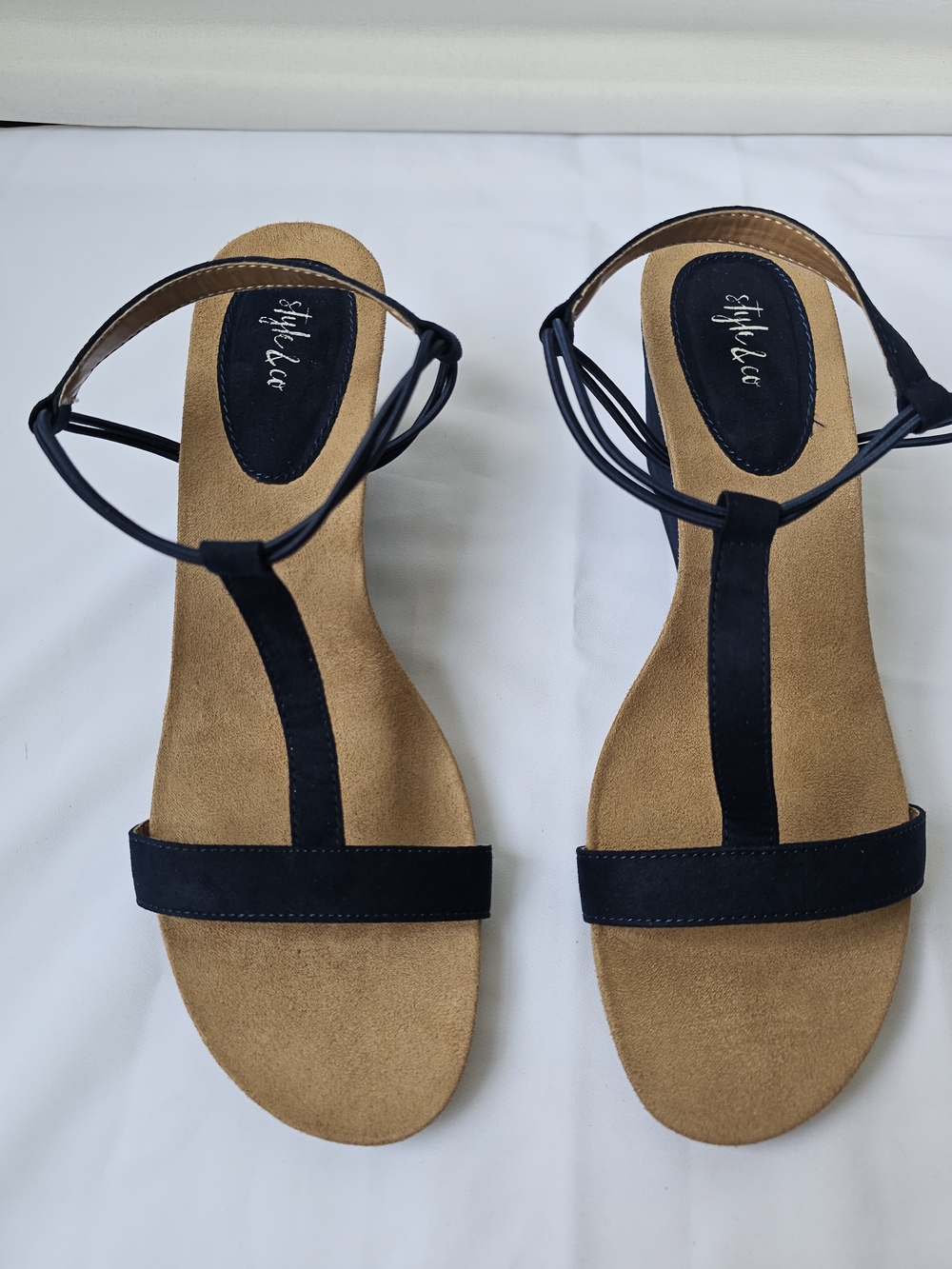 Style & Co. Mulan Wedge Sandals – Navy Blue (T-Strap) - Picture 4 of 16